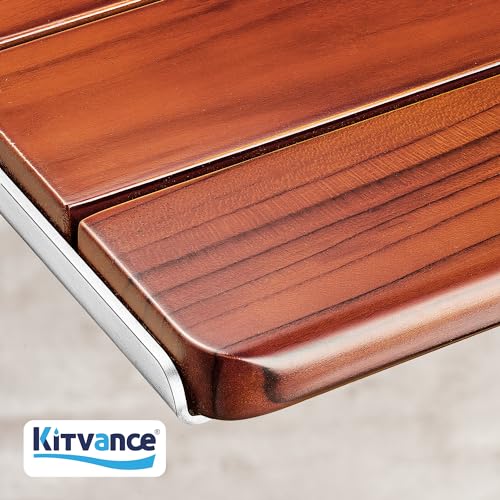 [Upgraded Version] 20" ADA Compliant Folding Teak Shower Seat Wall Mounted - Larger Teak Shower Bench, Home Care Folding Shower Seat for Inside Shower, Wall Mount Shower Chair Shower Stool, Max 400lb - size: 20*17*11 Inch（Teak）