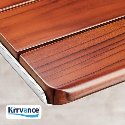 [Upgraded Version] 20" ADA Compliant Folding Teak Shower Seat Wall Mounted - Larger Teak Shower Bench, Home Care Folding Shower Seat for Inside Shower, Wall Mount Shower Chair Shower Stool, Max 400lb - size: 20*17*11 Inch（Teak）