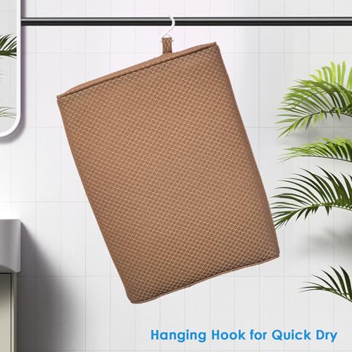 AEROiVi Shower Seat Cushion Non-Slip Silicone Bottom 3D Mesh Washable Brown | Soft Shower Chair Cushion for Benches Quick Drying Washable Mat 3D Mesh Pad with Hook Design Elderly Handicap Disabled - size: Brown