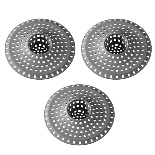 3Pcs Silicone Hair Catcher Shower Drain for Bathtub & Sink Trap/Strainer | 3 Pack Anti-Clog Collapsible Tub Protector Cover, Pet Hair Stopper fit 1 1/2" to 1 5/8'' Bathroom, Shower Stall & Sink Drains - color: Dull Grey