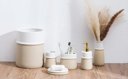 Beige Ceramic Soap Dispenser for Kitchen, Refillable Hand Dispenser Pump, 12Oz Lotion Dispenser Bathroom for Dish Soap, Hand soap. - color: Beige