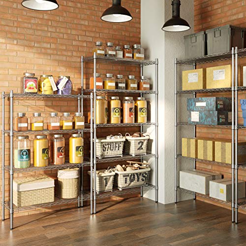 Auslar 5-Tier Heavy Duty Wire Shelving, Adjustable Storage Rack, Chrome | 14"D x 36"W x 72"H, Standing Large Shelving Units, 1750 lbs Capacity, for Garage Kitchen Pantry Bathroom Laundry - size: 5 Tier