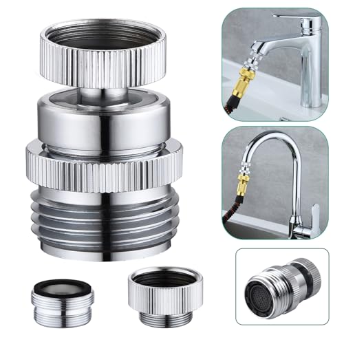 Faucet to Garden Hose Adapter,Brass 3/4-Inch Garden Hose Adapter with Aerator, 360-degree Swivel for Kitchen And Bathroom,Chrome - color: A-Faucet adapter