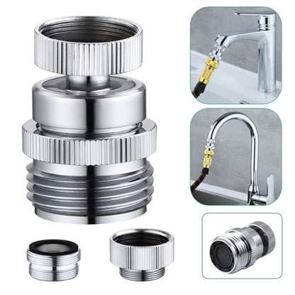 Faucet to Garden Hose Adapter,Brass 3/4-Inch Garden Hose Adapter with Aerator, 360-degree Swivel for Kitchen And Bathroom,Chrome - color: A-Faucet adapter