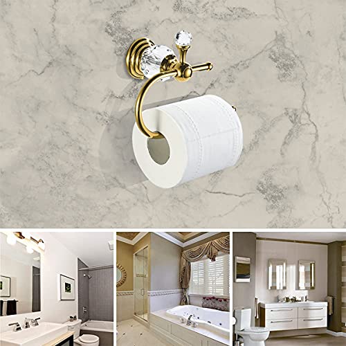 WOLIBEER Crystal Towel Ring, Gold Toilet Paper Holder Hand Towel Holder Towel Hook Tissue Roll Paper Holder Wall Mounted Towel Hanger 2 Pieces Sets - color: Gold