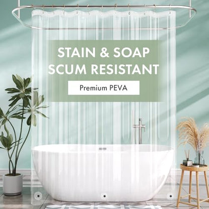 AmazerBath Long Shower Curtain Liner with 3 Magnets, 72x90 Clear Shower Curtain Liner Tall, Waterproof Plastic Shower Liner, Lightweight PEVA Shower Curtain with 12 Rustproof Metal Grommets - color: Clear, size: 72"W x 90"L (Pack of 1)
