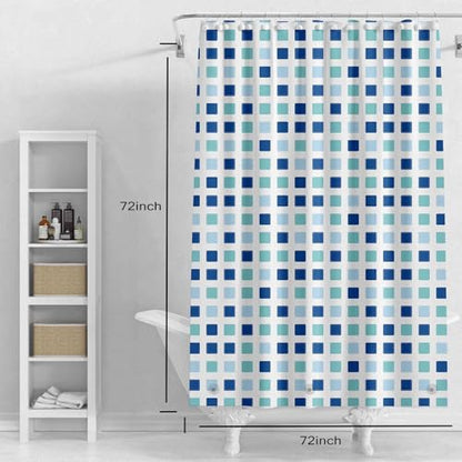 Shower Curtain Liner, 100% Waterproof Peva Shower Curtains with 3 Duty Heavy Bottom Magnets and 12 Rust Proof Grommets, 72x72 Weighted Shower Liner for Shower Stall, Bathtubs - color: Blue Green Square