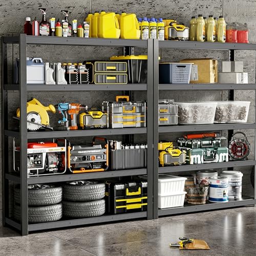 84" H 5-Tier Heavy Duty Storage Shelves, 3000LBS Capacity Adjustable Metal Industrial Garage Shelving Units,Freestanding Storage Rack for Shop and Warehouse, 84" H x 55" W x 24" D - size: 24"D x 55.1"W x 84.1"H(Metal Board)