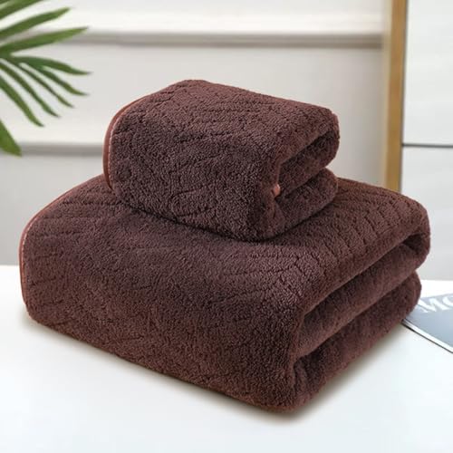 Cozy Wheat Spike Stripes Bath Towel Set Coral Fleece from Bamboo Bathroom Towels-Soft&Absorbent Wheat Spike Stripes Pattern-Brown