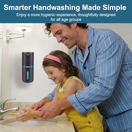 Automatic Soap Dispenser, Hand Soap Dispenser 12.8oz/380ml Smart Rechargeable, Liquid Touchless Soap Dispensers with 6-Level, Wall Mounted or Countertop Dish Soap Dispensing for Bathroom & Kitchen - color: Black