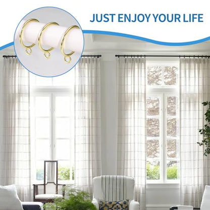 44 Pack Curtain Rings with Eyelets, Metal Drapery Ring for Pinch Pleat Curtains, Drape Ring 1.5 Inch I D, Fits Up to 1.2 in Rod (Gold) - color: Gold