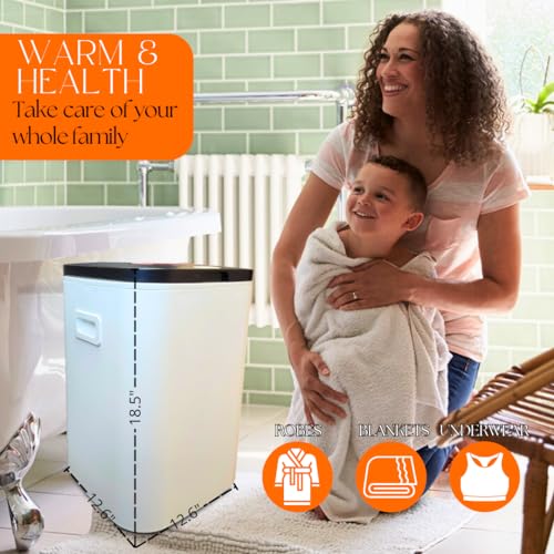 Di’Aroma Luxury Towel Warmer Bucket for Bathroom – Extra Large 26L Heated Towel Warmer for Towels, Robes & Blankets, Hot Towel Warmer with Fast Heating, Includes Aroma Tablets, Housewarming Gift - color: Black & White