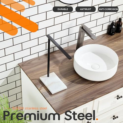 Black Towel Racks Stand 1-Tier Hand Towel Holder for Bathrooms Vanity Countertop with Heavy Marble Base Thicken Steady, Stainless Steel AN7002MB - color: Matte Black, size: 1-Bar
