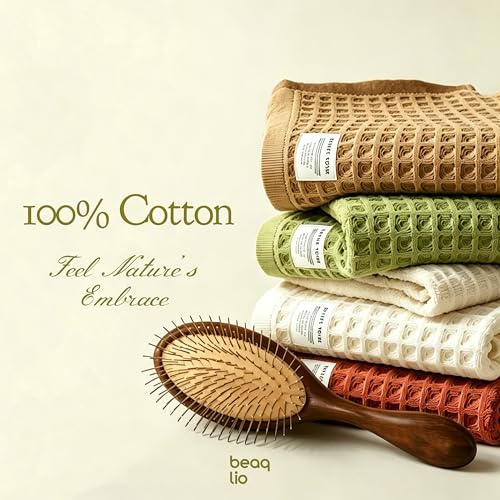100% Cotton Waffle Towel Set, 4pcs Bath Towels for Bathroom 55*29'' | Quick Dry, Super Absorbent, Soft Bath Towels Set, Soft Lint-Free Quick Drying Towels for Bathroom/Spa/Gym, Multicolor