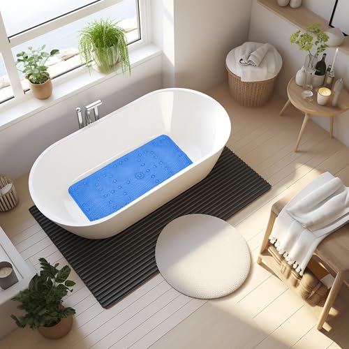 Bathtub Mat Non Slip, Soft Foam Bath Mat for Tub, Bathtub Mat with Drain Holes, Suction Cups Shower Mat (Royal Blue, 36''X17'') - color: Royal Blue