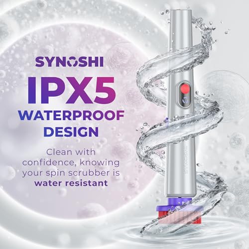 SYNOSHI PRO Electric Spin Scrubber Cordless Cleaning Bathroom Scrubber | Waterproof Shower Cleaning Brush with Adjustable Angles, 2 Speed, 180Min Work Time for Floor, Bathtub, Kitchen, Car, Tub