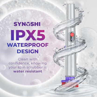 SYNOSHI PRO Electric Spin Scrubber Cordless Cleaning Bathroom Scrubber | Waterproof Shower Cleaning Brush with Adjustable Angles, 2 Speed, 180Min Work Time for Floor, Bathtub, Kitchen, Car, Tub