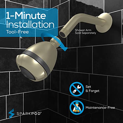 SparkPod High Pressure Shower Head, 3 Inch Fixed Showerhead, Brushed Nickel | Rain, Pulsating & Combo Modes, Helps Boosts Low Water Pressure, Anti-Clog Nozzles, Easy Install - color: Chrome