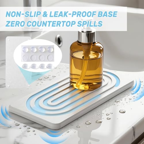 2 PCS Water Absorbing Stone Tray, Quick Drying Diatomite Sink Tray, Non-Slip Drying Mat for Bathroom Vanity & Kitchen Counter, Soap Dispenser Sponge Holder Organizer, White 8.3x4 Inch (White) - color: White