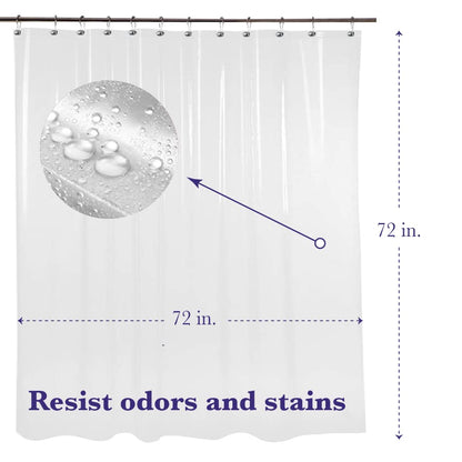 Epica Waterproof Shower Curtain Liner for Bathroom, Metal Grommets (Clear) | Rust-Resistant, Fights Odor and Stains, Nylon Mesh Header - color: Clear