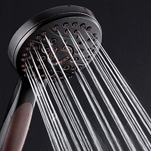 High Pressure 6-setting Luxury Handheld Shower Head, 6 Foot Stainless Steel Hose, Anti Clog Jets, Anti Slip Grip, Top US Brand, Includes Extra Wall Bracket - Oil Rubbed Bronze Finish - color: Oil Rubbed Bronze, style: 2.5 Gallons Per Minute