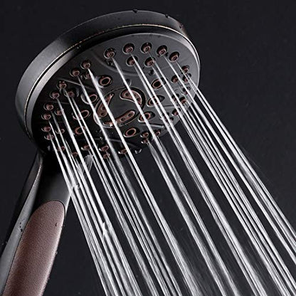 High Pressure 6-setting Luxury Handheld Shower Head, 6 Foot Stainless Steel Hose, Anti Clog Jets, Anti Slip Grip, Top US Brand, Includes Extra Wall Bracket - Oil Rubbed Bronze Finish - color: Oil Rubbed Bronze, style: 2.5 Gallons Per Minute