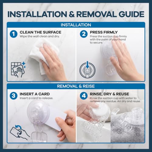 HOME&I Clear Suction Cup Razor Holder for Shower, 2 Pack Double Hook Bathroom Organizer, Quick Press-On Installation, Drill-Free Wall Mount for Razor, Loofah, Washcloth & Bath Accessories - style: Push Lock+Double Hook