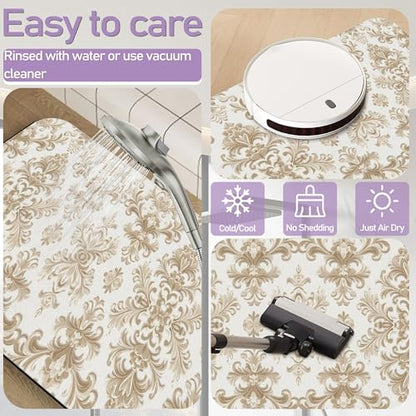 Yellow Flowers Bathroom Rug, Rapid Dry Absorbent with Non-Slip Rubber Base Bath Mats for Bathroom 17"x30" - color: Yellow Flowers