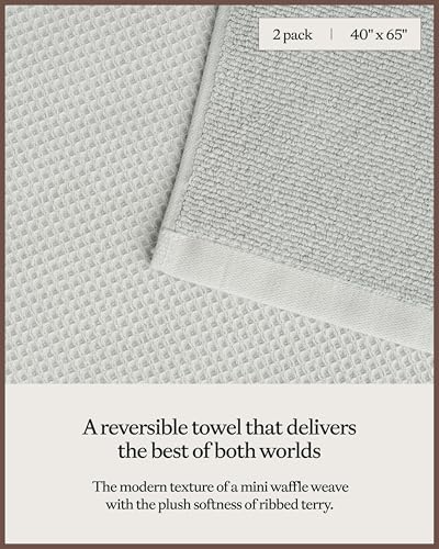 Cozy Earth Waffle Bath Sheets, Mini Textured Waffle Weave Pattern | 60% Cotton 40% Viscose from Bamboo Bath Sheets 40 x 65 Inches, Soft and Absorbent Terry, 2 Pack Light Grey - color: Light Grey, size: Bath Sheet