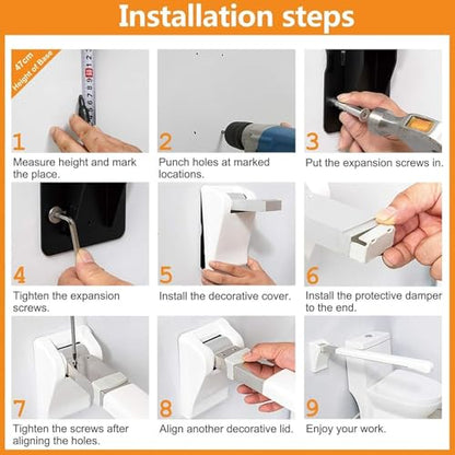 CEEBUS Bathroom/Toilet Handrail, Foldable Drop Down Toilet Rail Support, Bathroom Grip Wall Mounted Safety Grab, Stainless Steel Modern Handrail