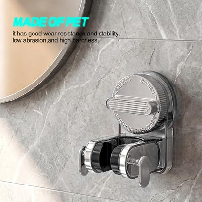 Shower Head Holder Suction, White Handheld Shower Handle Bracket, Adjustable Bathroom Wall Mount Wand Holder