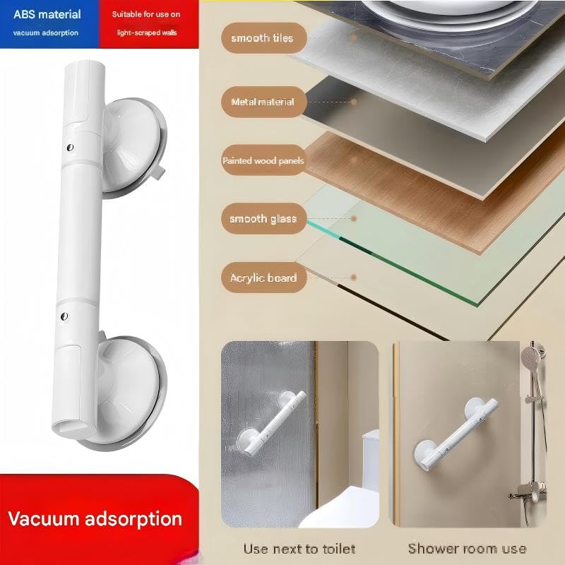 Portable Vacuum Suction Cup handrail, Adjustable handrail for bathrooms and Stairs Without Drilling, Safety assistive Handle for The Elderly at Home, Easy to Move.