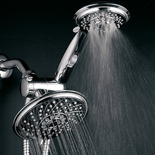 HotelSpa - Shower Heads with Handheld Spray - High Pressure Shower Head - 6 Inch Showerhead, 4 Inch Handheld Shower Head - 2-in-1, 30-Setting Shower Heads, 5-to-7 Foot Shower Hose, Showerspa (Chrome) - color: Chrome