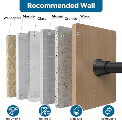 AIZESI Black Adjustable Tension Shower Curtain Rod, 31-77 Inch Spring No Drill Stainless Steel Shower Rods for Bathroom，Closet ，Window–Rust Resistant，Non-Slip - color: Black, size: 31“-77“-1P