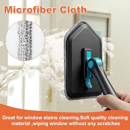 Long Handled Scrub Brush for Shower,3-in-1 Cleaning Brushes with 3 Different Function Cleaning Heads Brush for Shower Cleaning Bathroom Kitchen Walls Tub Tile (Black) - color: Black
