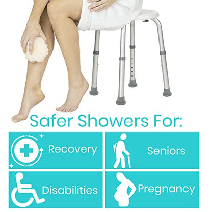 Vive Shower Stool for Inside Bath - Small, Adjustable, Plastic, Round, Non-Slip - Bathtub Seat Chair for Bathroom Safety - Waterproof Medical Universal Tub Bench for Elderly, Senior, Women, Adults | Non-Slip - Bathtub Seat Chair for Bathroom Safety - Wate