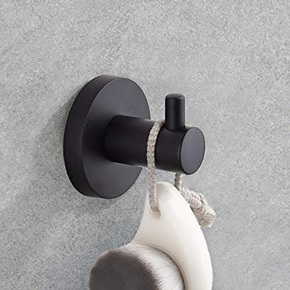 4-Piece Bathroom Hardware Set Black Wall Mounted, Robe Hook, Wall Toilet Paper Holder, Towel Ring, Adjustable Towel Bar(18’’-24’’),Bathroom Accessories Black Painted - size: 4 PCS