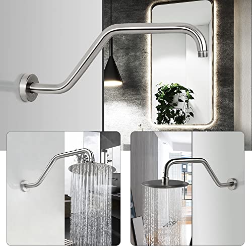 Shower Head Extension Arm,15.5 Inch Shower Arm Extension Replacement,Stainless Steel S Shape Shower Arm with Flange,Brushed Nickel,9Z2MK - color: Brushed Nickel, style: Z Shaped