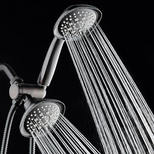 AquaDance Luxury Square 48-setting High-Pressure Dual Head/Handheld Shower Spa Combo. Extra-Long 72" Stainless Steel Hose, 3-way Flow Diverter, Oil-Rubbed Bronze Finish - color: Oil Rubbed Bronze