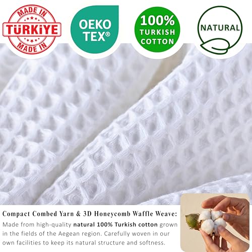 PÜSKÜL 2-Piece Natural 100% Turkish Cotton Waffle Bath Towels Extra-Large | White, 32x63" Bath Sheet Towel, Light Soft Absorbent Quick-Dry Lint-Free Premium Honeycomb Weave Oeko-Tex Made in Turkiye - color: White, size: Bath Towels - Pack of 2