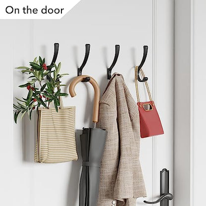 Coat Hanger Hooks Wall Mount - Backpack Hooks,Metal Wall Hooks For Hanging Heavy Duty,Screw In Hooks For Hanging Clothes,Black Coat Hooks For Wall,Purse Hanger For Wall,Wall Mounted Bag Hooks (6 Pack) - size: 6 Pack