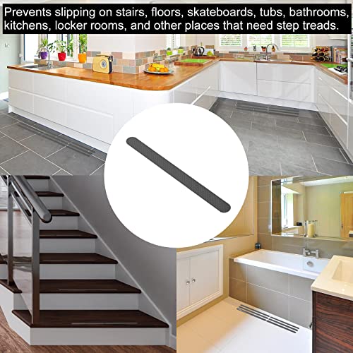 PATIKIL Non Slip Bathtub Stickers 8 x 0.8 Inch, 12 Pack Safety Shower Treads Adhesive Decal Square with Scraper for Stairs Tub Shower, Grey - color: Grey, size: 8 x 0.8"