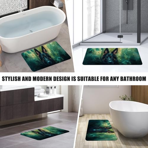 Bathroom Runner Mat Rugs Long,German Shepherd Cute Pattern Diatomite Stone Bath Mat Large Absorbent Diatomaceous Non Slip Fast Dry Bathroom Rugs 16x42in - color: Design10
