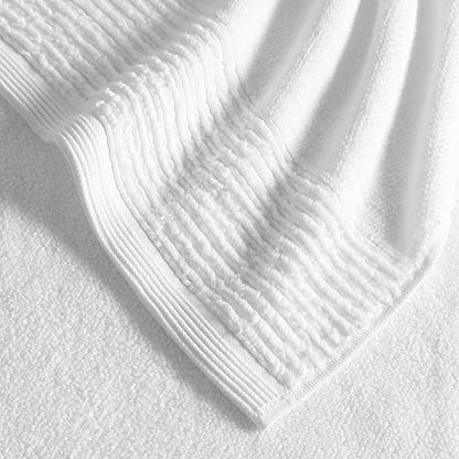 Vera Wang - Bath Towels, Plush Cotton Bathroom Towels with Zero Twist Design, Highly Absorbent & Low-Lint, Set of 6 (Sculpted Pleat White) - color: Sculpted Pleat White, size: 6 Piece
