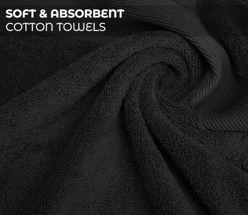 Luxury Bath Towels Set of 4 (27” x 54”) | Towels for Bathroom | Super Soft | Highly Absorbent Towels for Home, Spa, Gym (Black) - color: Black