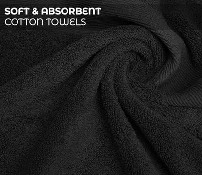 Luxury Bath Towels Set of 4 (27” x 54”) | Towels for Bathroom | Super Soft | Highly Absorbent Towels for Home, Spa, Gym (Black) - color: Black