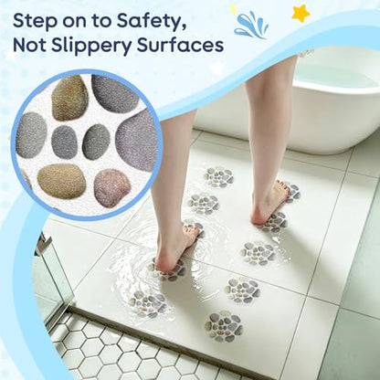 Cabilock 8Pcs Anti-Slip Bathtub Stickers 5.9X5.9 Inch Self-Adhesive Non Slip Stickers for Bathroom Tub Safety Decals Stone Pattern Shower Treads