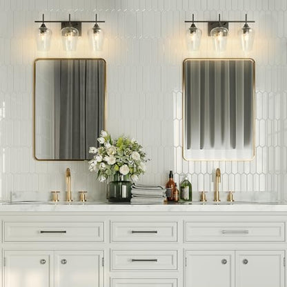 VONLUCE 3 Light Bathroom Vanity Light Fixture,Matte Black | Wine Glass Shades, E26 Sockets, Easy to install, Vanity Lights for Bathroom Bedroom Hallway Living Room - color: Black, size: 3-Light
