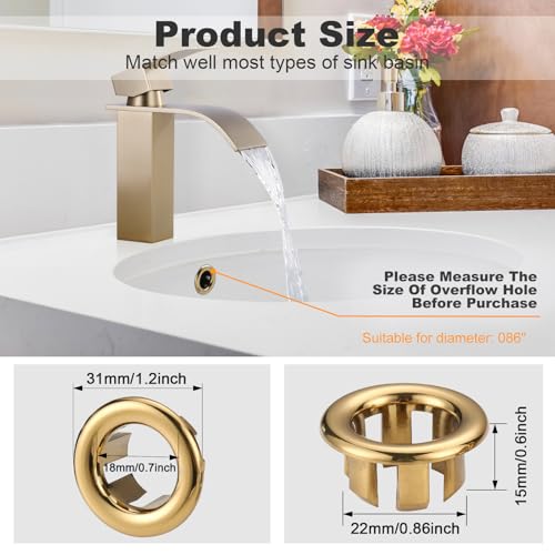 Sink Overflow Ring Brushed Gold: ARCORA 2 Pack Bathroom Kitchen Sink Basin Trim Overflow Cover Hole Insert Cap - color: Brushed Gold-2 Pack