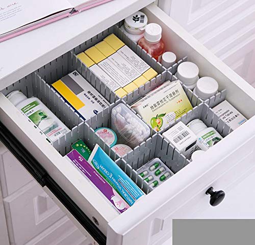 8pcs DIY Plastic Drawer Organizer Adjustable Drawer Dividers for Home Tidy Closet, Socks, Underwear, Office School Supplies, Kitchen Utensil Tools (Grey) - color: Gray